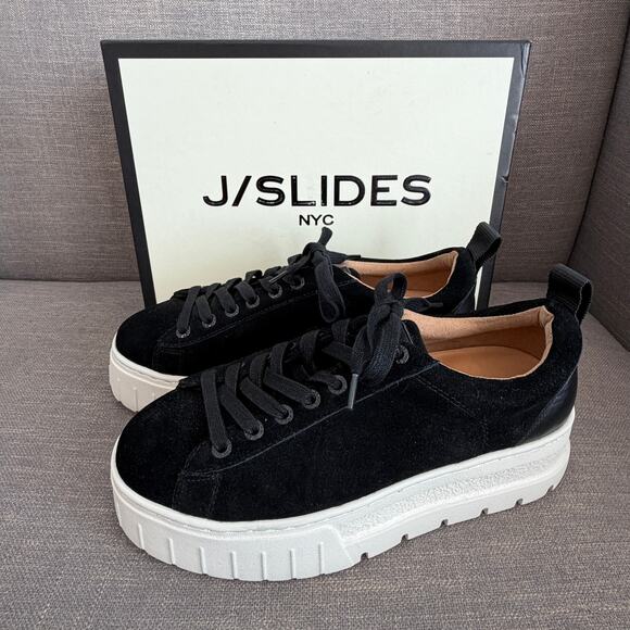 J/SLIDES Shoes - J/Slides Roger Black Suede Platform Sneaker Womens Size 8.5 NEW IN BOX